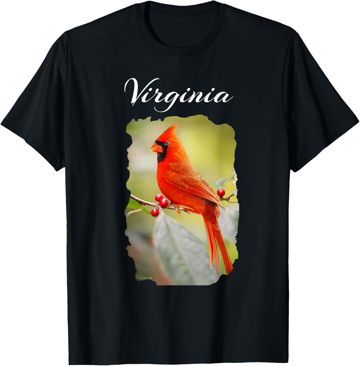 Northern Cardinal Official Virginia State Bird Travel Gift T-Shirt - T-Shirt | Black