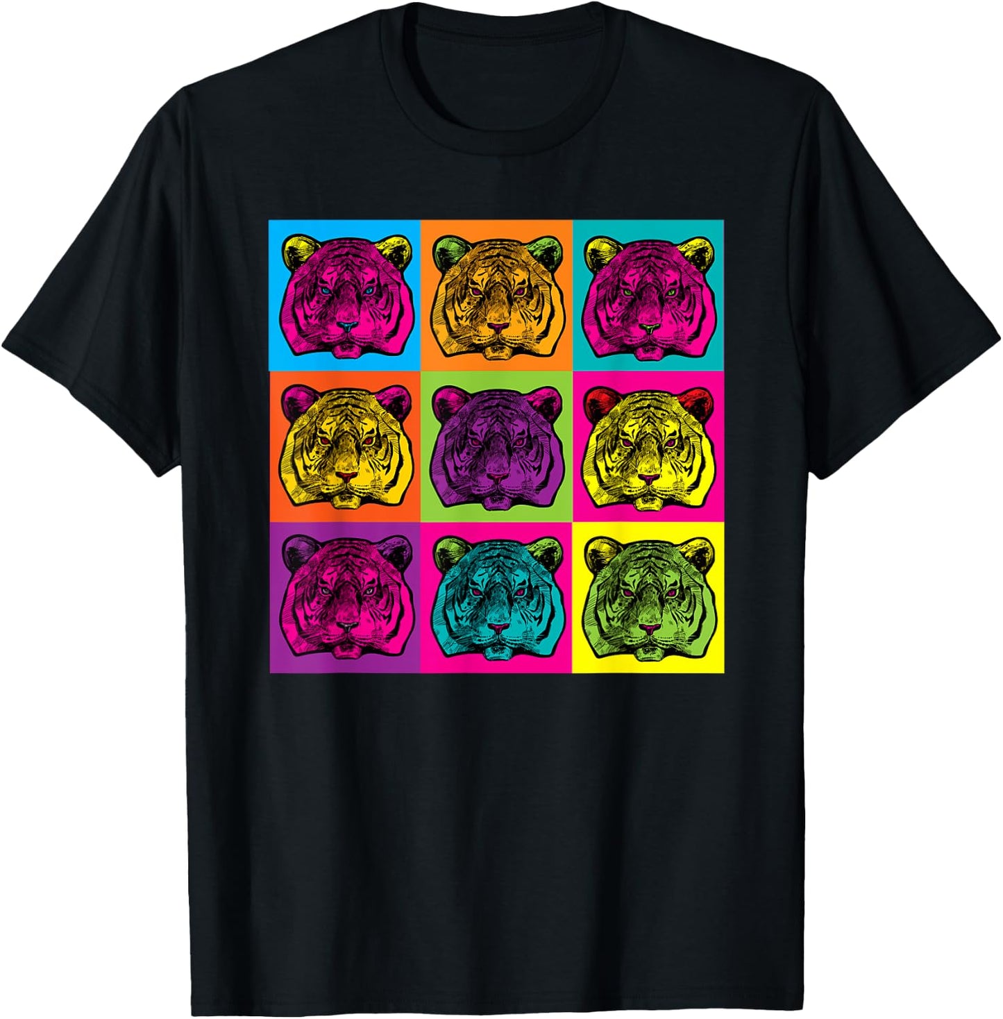 Pop Art Bengal Tiger Colourful Artistic Artist Gifts T-Shirt - T-Shirt | Black