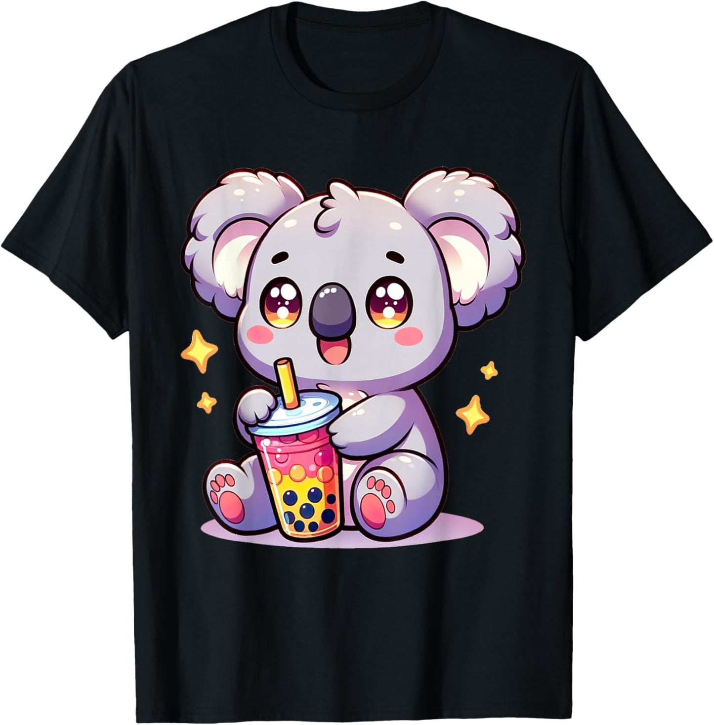 Koala Kawaii Bubble Tea Boba Milk Cute Anime T-Shirt - T-Shirt | Black