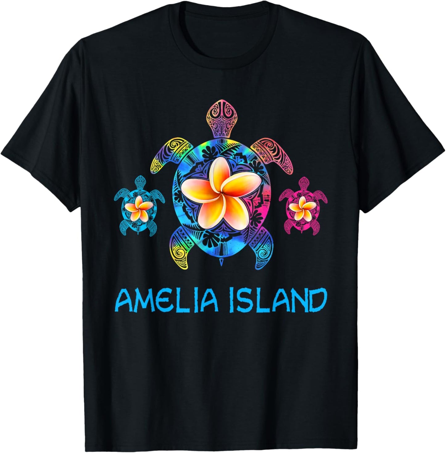 Amelia Island Florida Tribal Tie Dye Sea Turtle T-Shirt - T-Shirt | Black