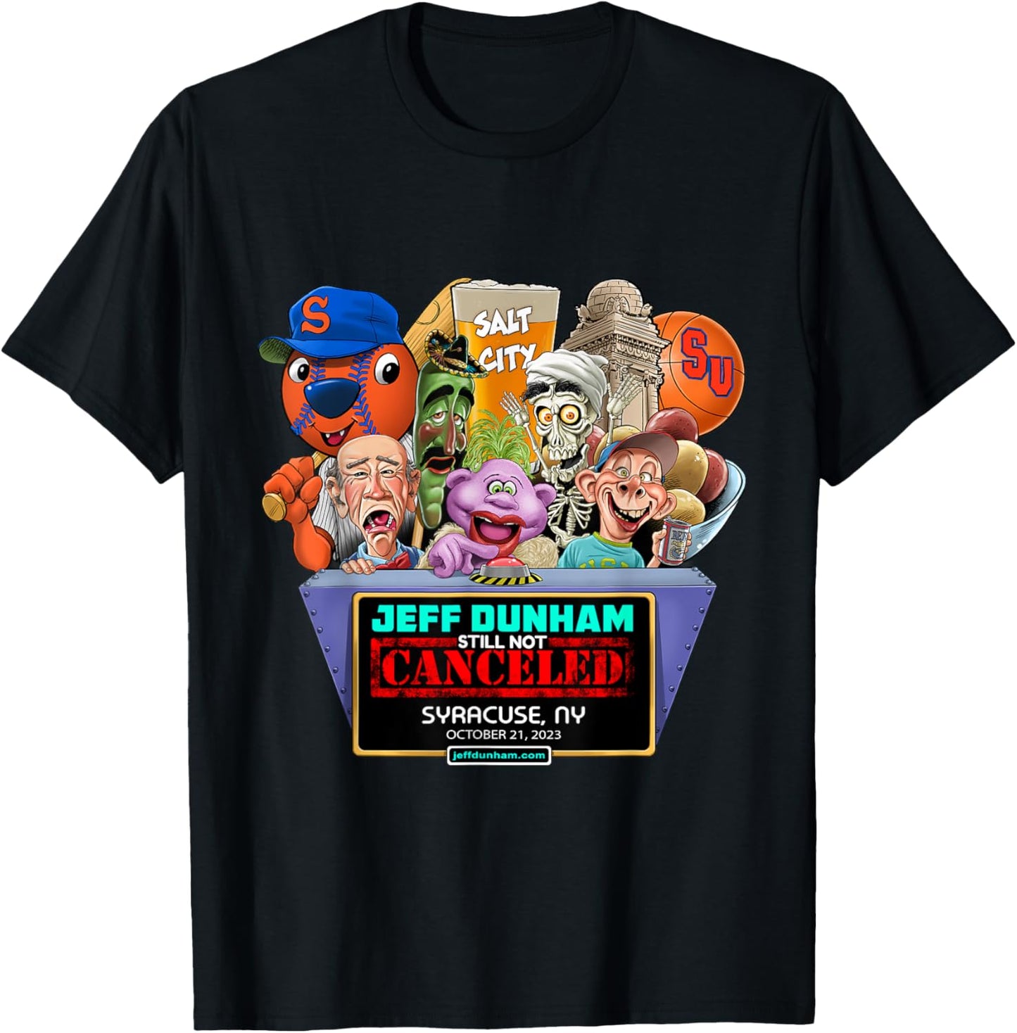 Jeff Dunham Syracuse, NY (2023) T-Shirt - T-Shirt | Black