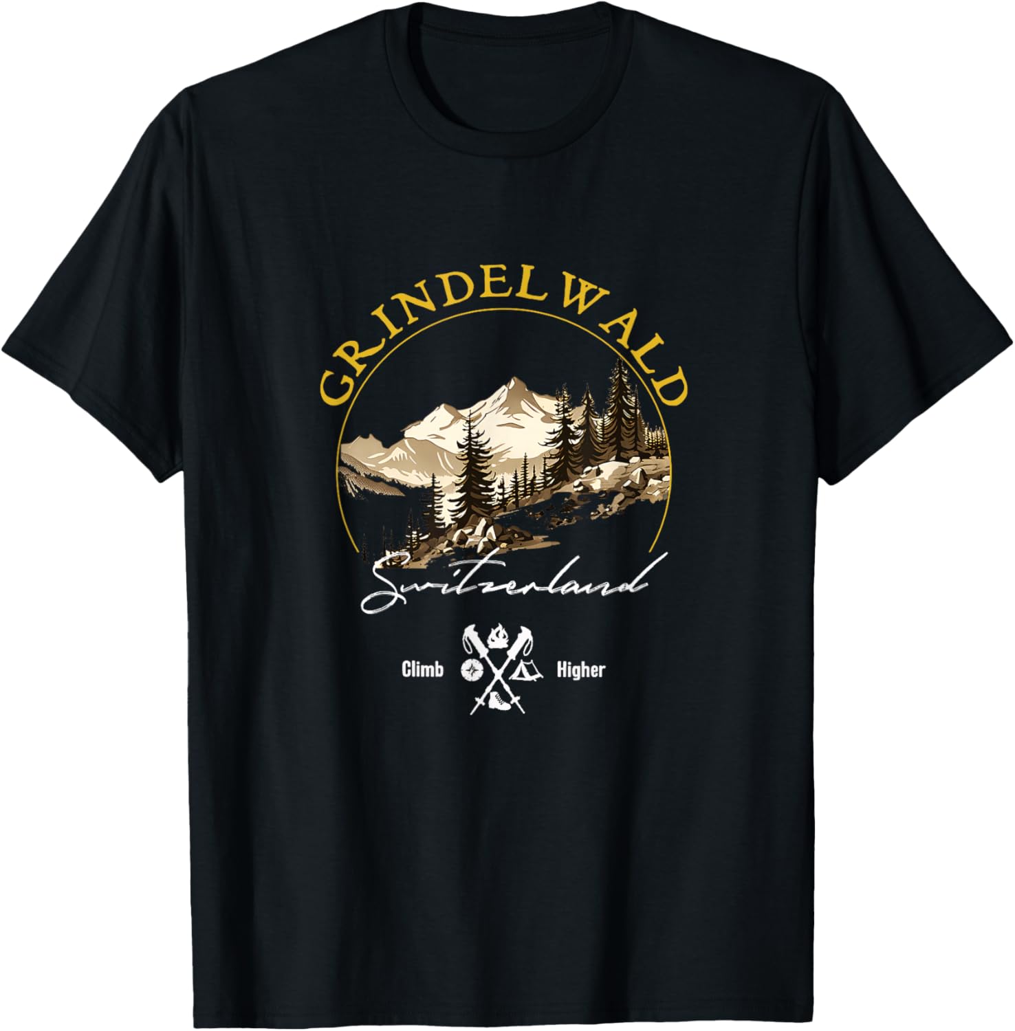 Grindelwald Retro Vintage Apparel - Grindelwald Souvenir T-Shirt - T-Shirt | Black