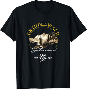 Grindelwald Retro Vintage Apparel - Grindelwald Souvenir T-Shirt - T-Shirt | Black
