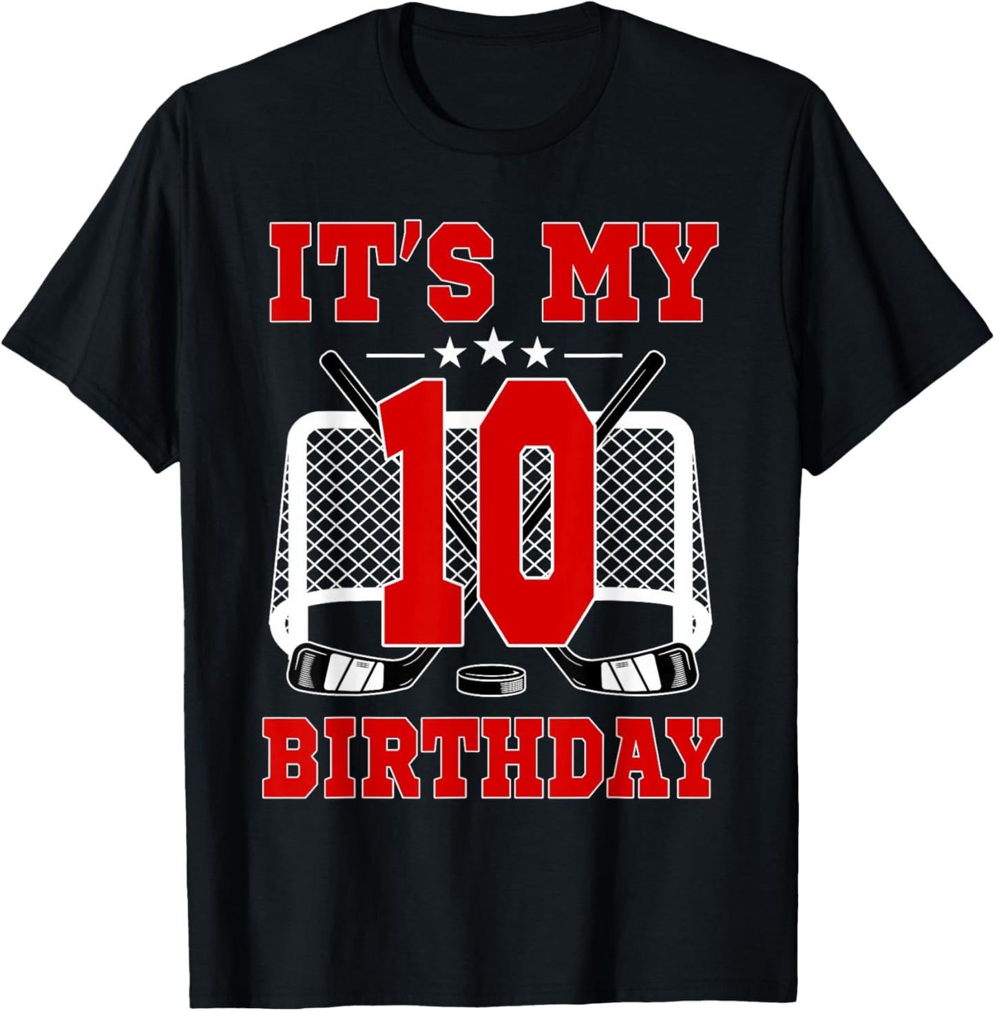 It's My 10th Birthday Girl Ice Hockey Theme 10 Year Old T-Shirt - T-Shirt | Black