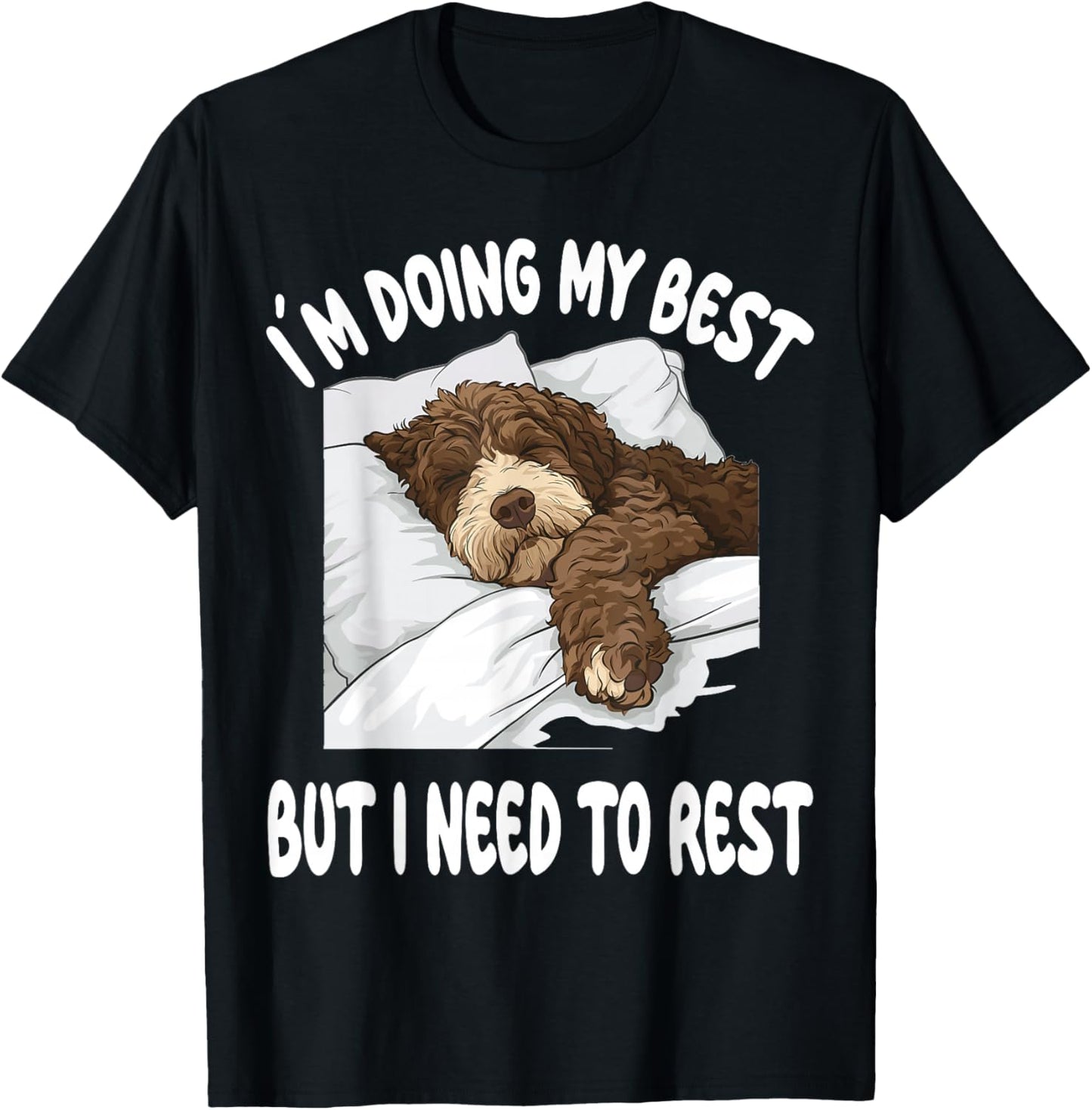 Bernedoodle Dog Pajamas Nightgown Sleeping Napping T-Shirt - T-Shirt | Black