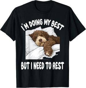 Bernedoodle Dog Pajamas Nightgown Sleeping Napping T-Shirt - T-Shirt | Black