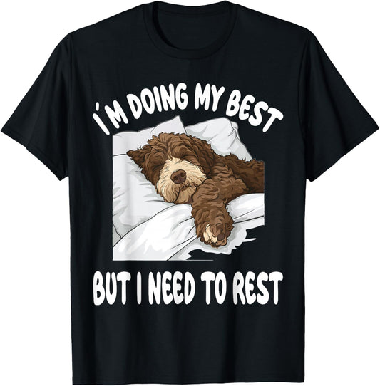 Bernedoodle Dog Pajamas Nightgown Sleeping Napping T-Shirt - T-Shirt | Black