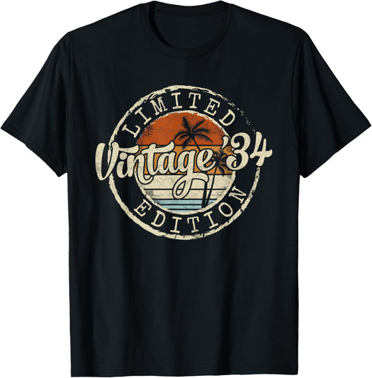 Vintage 1934 92nd Birthday Gifts Women 92 Year Old T-Shirt - T-Shirt | Black