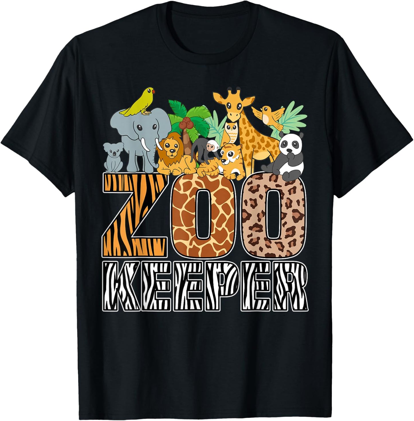 Zookeeper Costume Zebra Wild Print African Animal Keeper T-Shirt - T-Shirt | Black