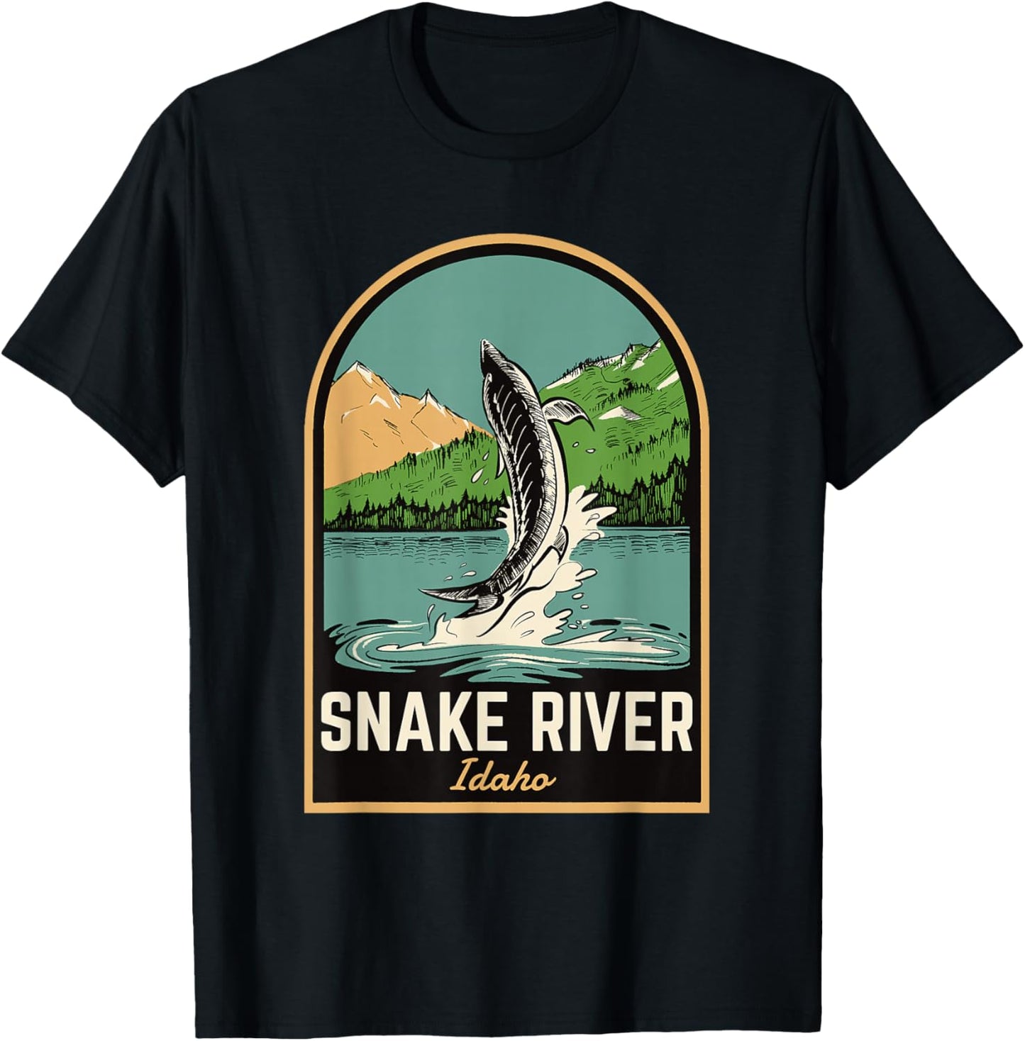 Snake River Sturgeon Fishing T-Shirt - T-Shirt | Black