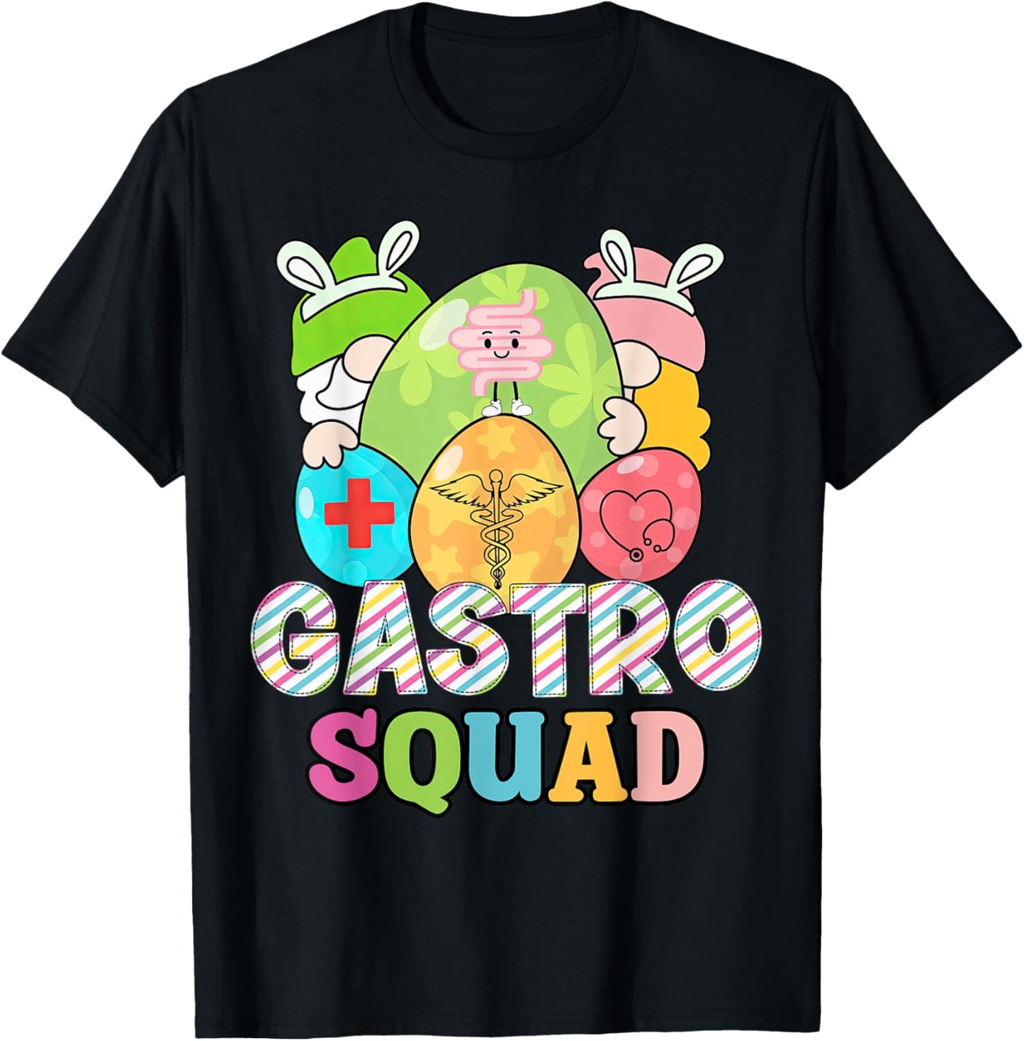 Gastro Squad Easter Endoscopy Nurse Gonmes Bunny Funny T-Shirt - T-Shirt | Black