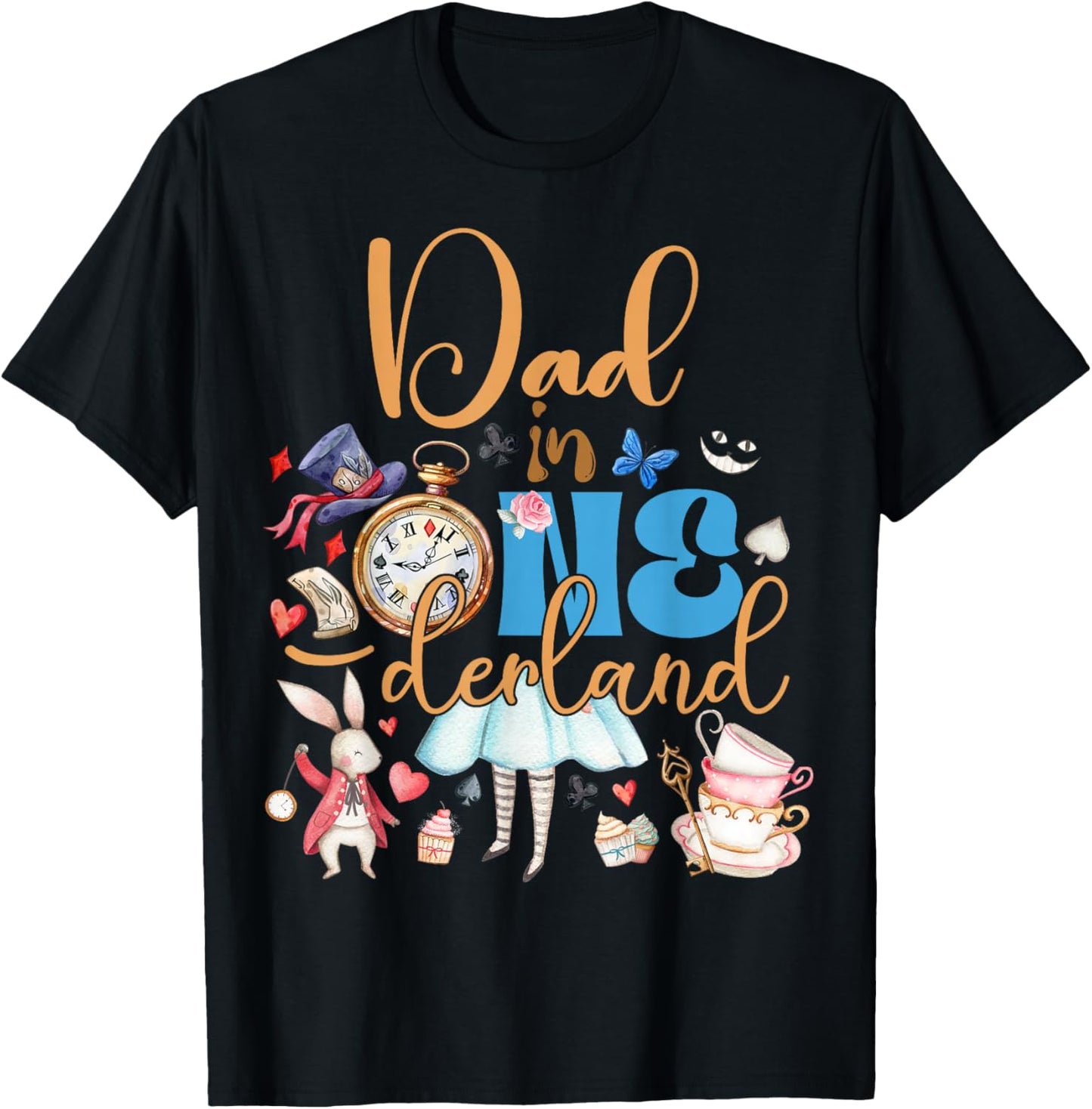 Alice Dad in ONEderland Birthday Family T-Shirt - T-Shirt | Black