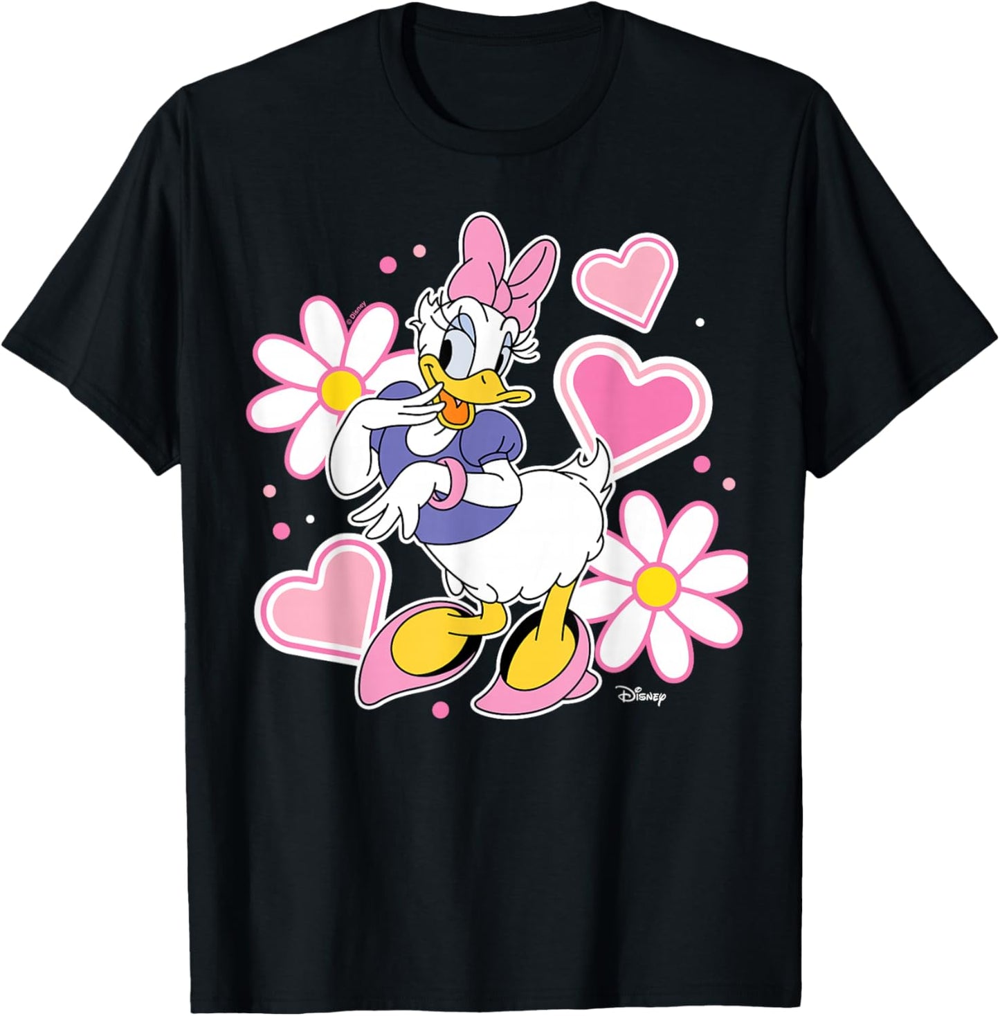 Daisy Duck - Hearts and Flowers T-Shirt - T-Shirt | Black