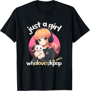 Kpop & Cats K-Pop Merch Korean Merchandise Teen Girls Cute T-Shirt - T-Shirt | Black