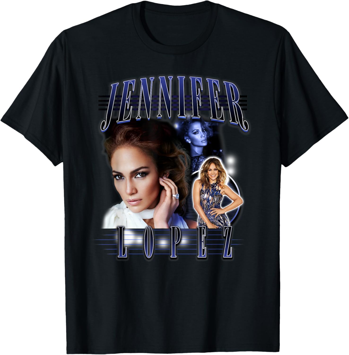 Jennifer Lopez Three Pose Collage T-Shirt - T-Shirt | Black