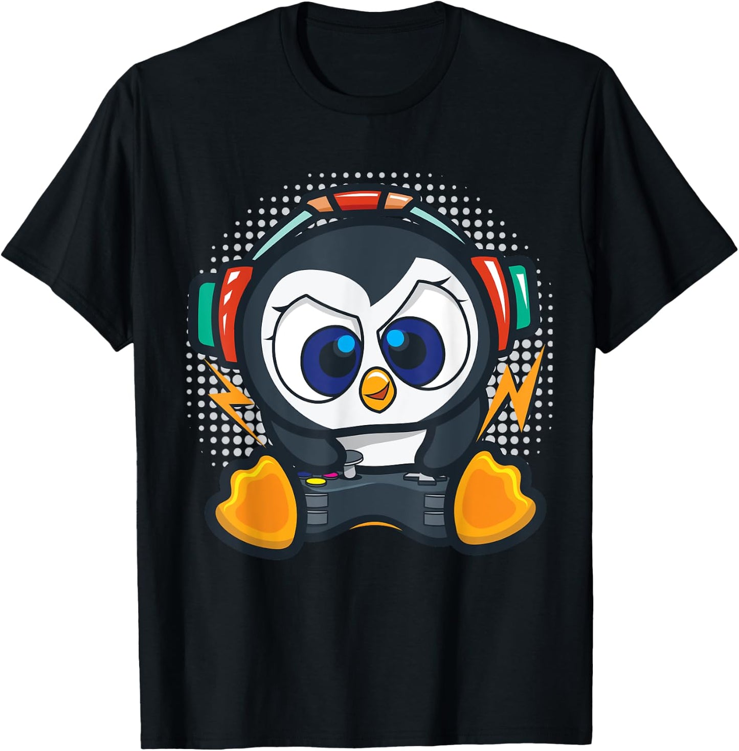 Penguin Gaming Shirt Boys Kids Gamer Gift Penguin Lover T-Shirt - T-Shirt | Black