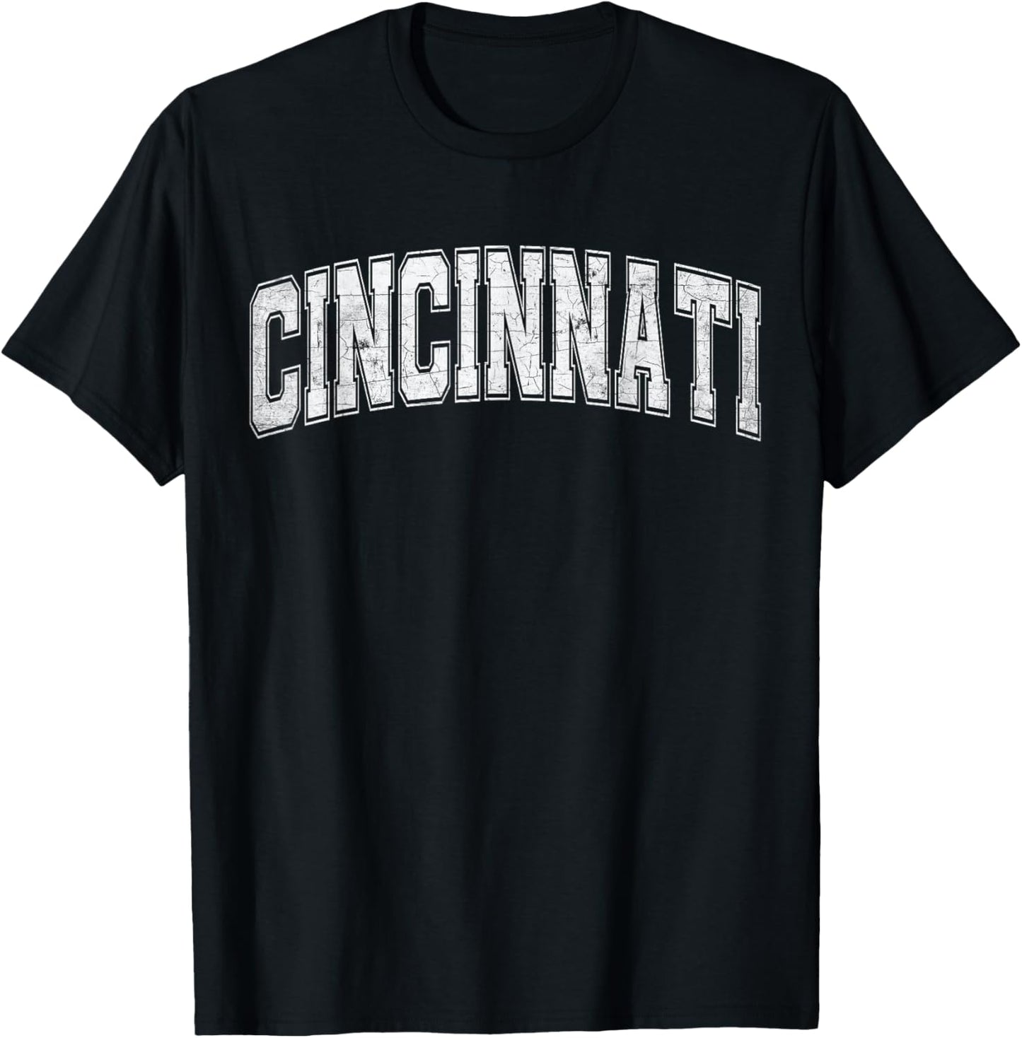 Cincinnati White Vintage Style Retro Text T-Shirt - T-Shirt | Black