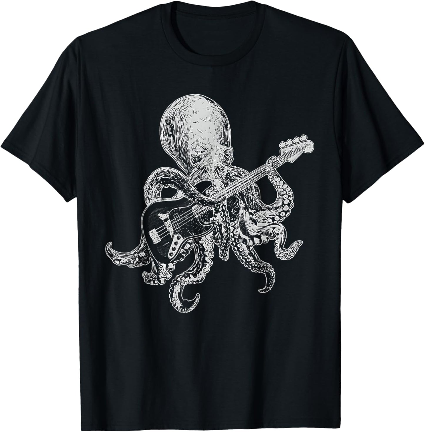 Octopus Playing Bass Guitar Shirt Dad Octopus Lover T-Shirt - T-Shirt | Black