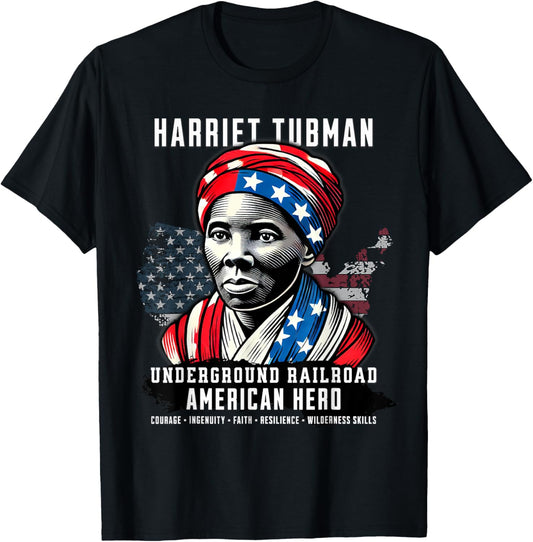 Harriet Tubman Underground Railroad American Hero History T-Shirt - T-Shirt | Black