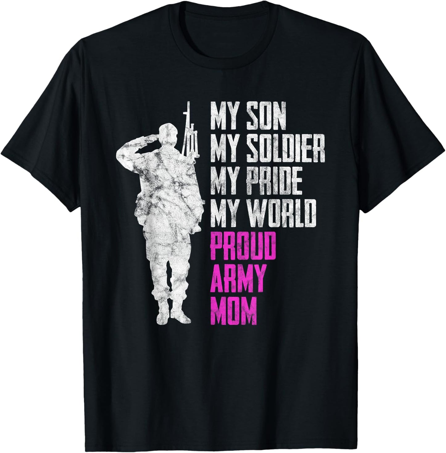 My Son My Soldier Proud Army Mom Military Mother T-Shirt - T-Shirt | Black