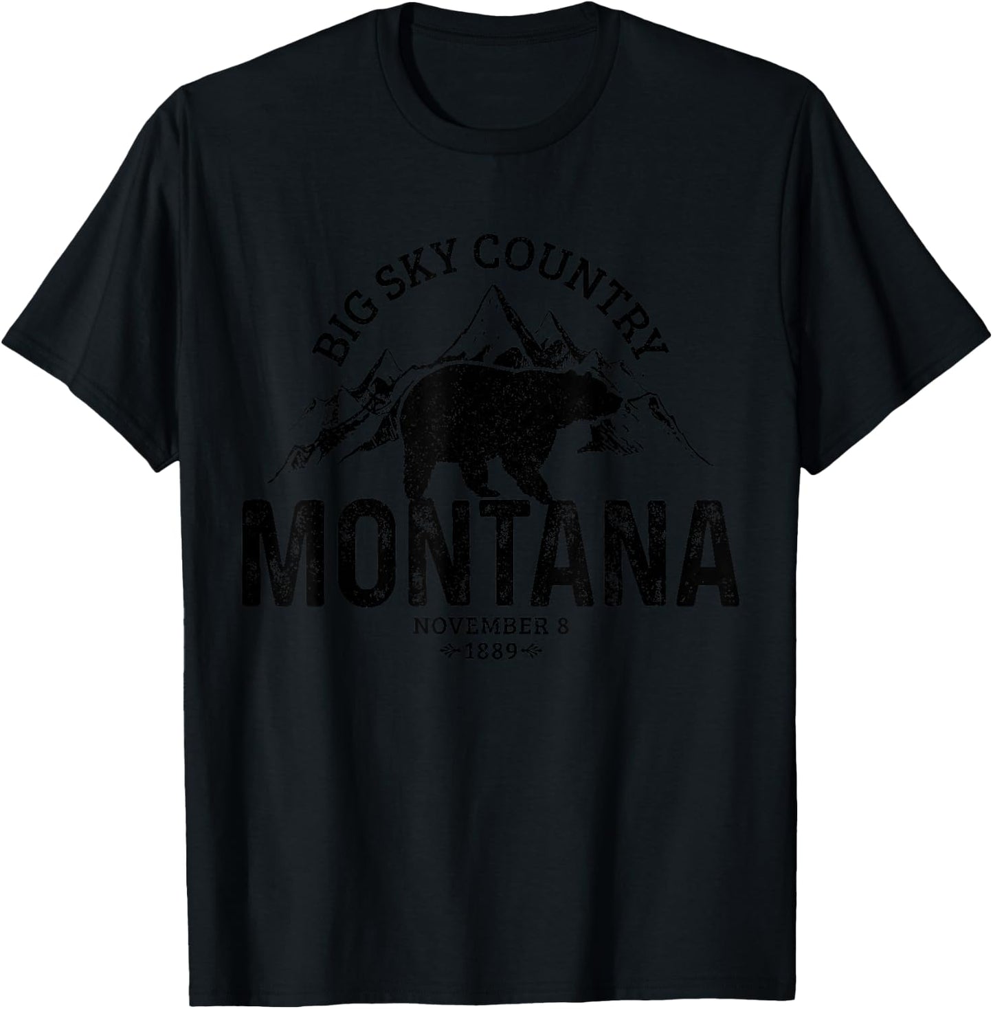Montana USA Vintage Grizzly Bear America Souvenir T-Shirt - T-Shirt | Black