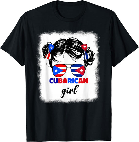Half Cuban And Puerto Rican Rico Cuba Cubarican Kids Girl T-Shirt - T-Shirt | Black