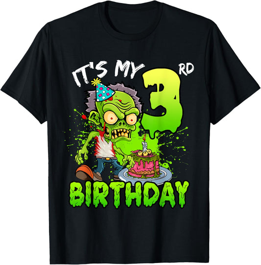 It's My 3rd Birthday Zombie Lover 3 Year Old Boys Girls T-Shirt - T-Shirt | Black