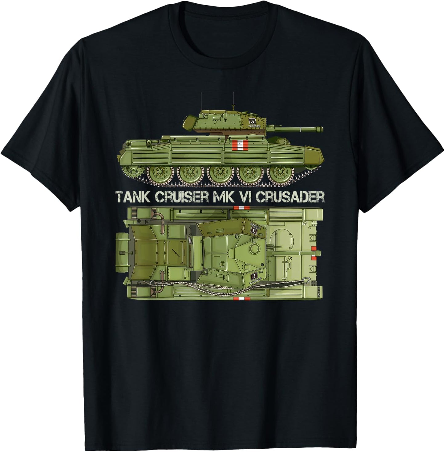 Tank Cruiser Mk VI Crusader British WW2 Diagram T-Shirt - T-Shirt | Black