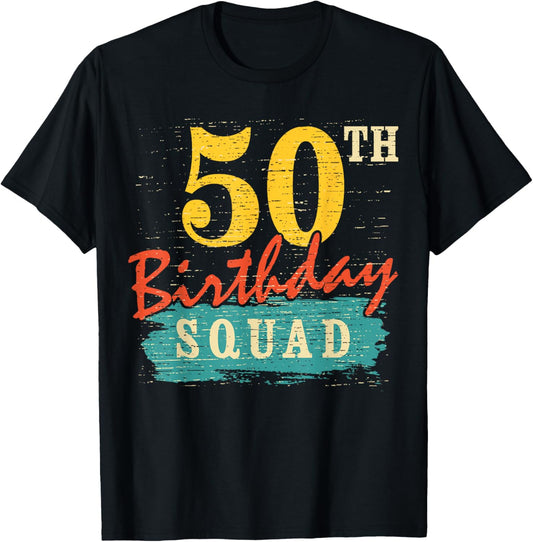 50 Year Old Birthday Squad Retro Style 50 Years Old T-Shirt - T-Shirt | Black