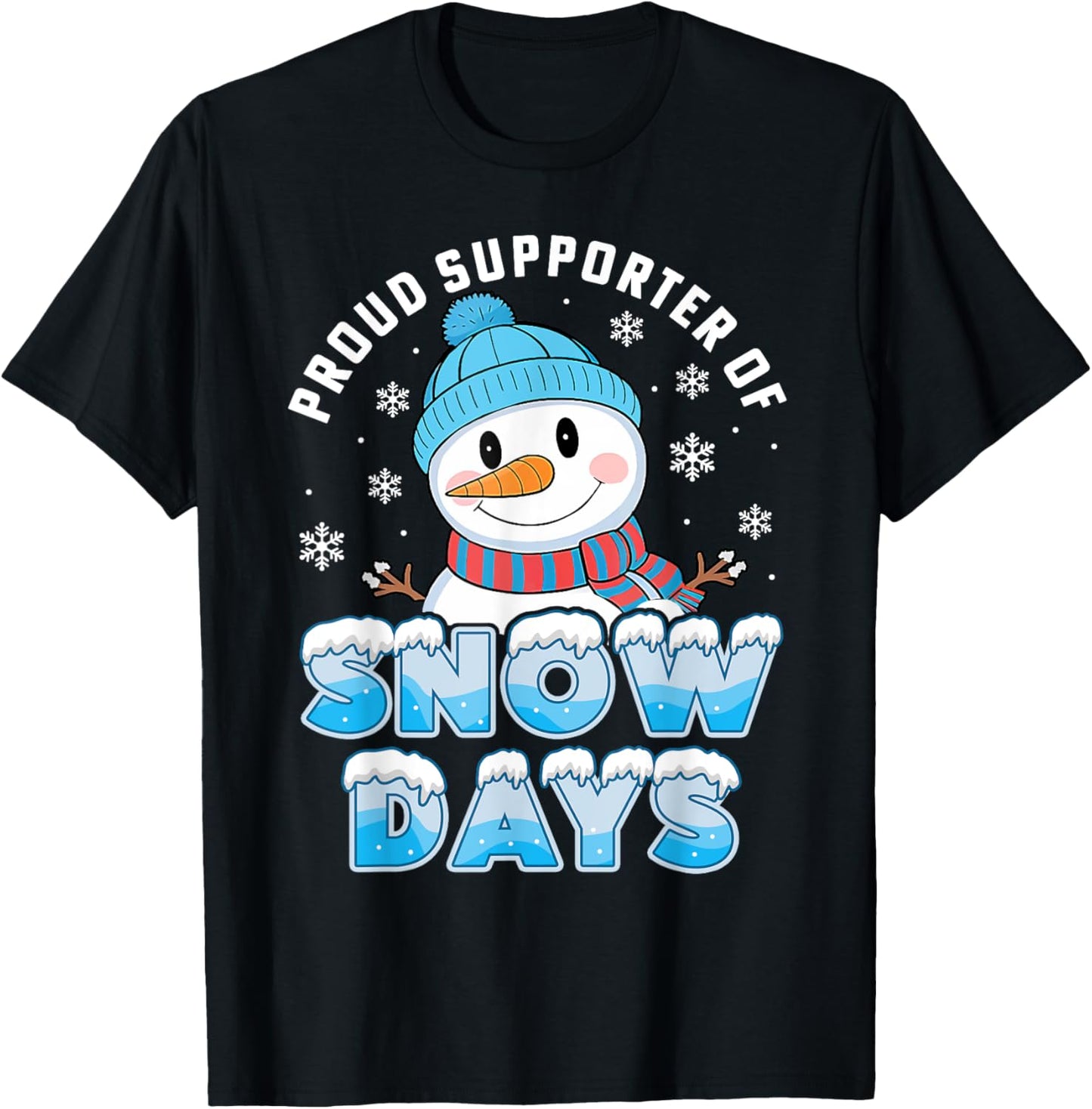 Retro Proud Supporter Of Snow Days Teacher Christmas Holiday T-Shirt - T-Shirt | Black