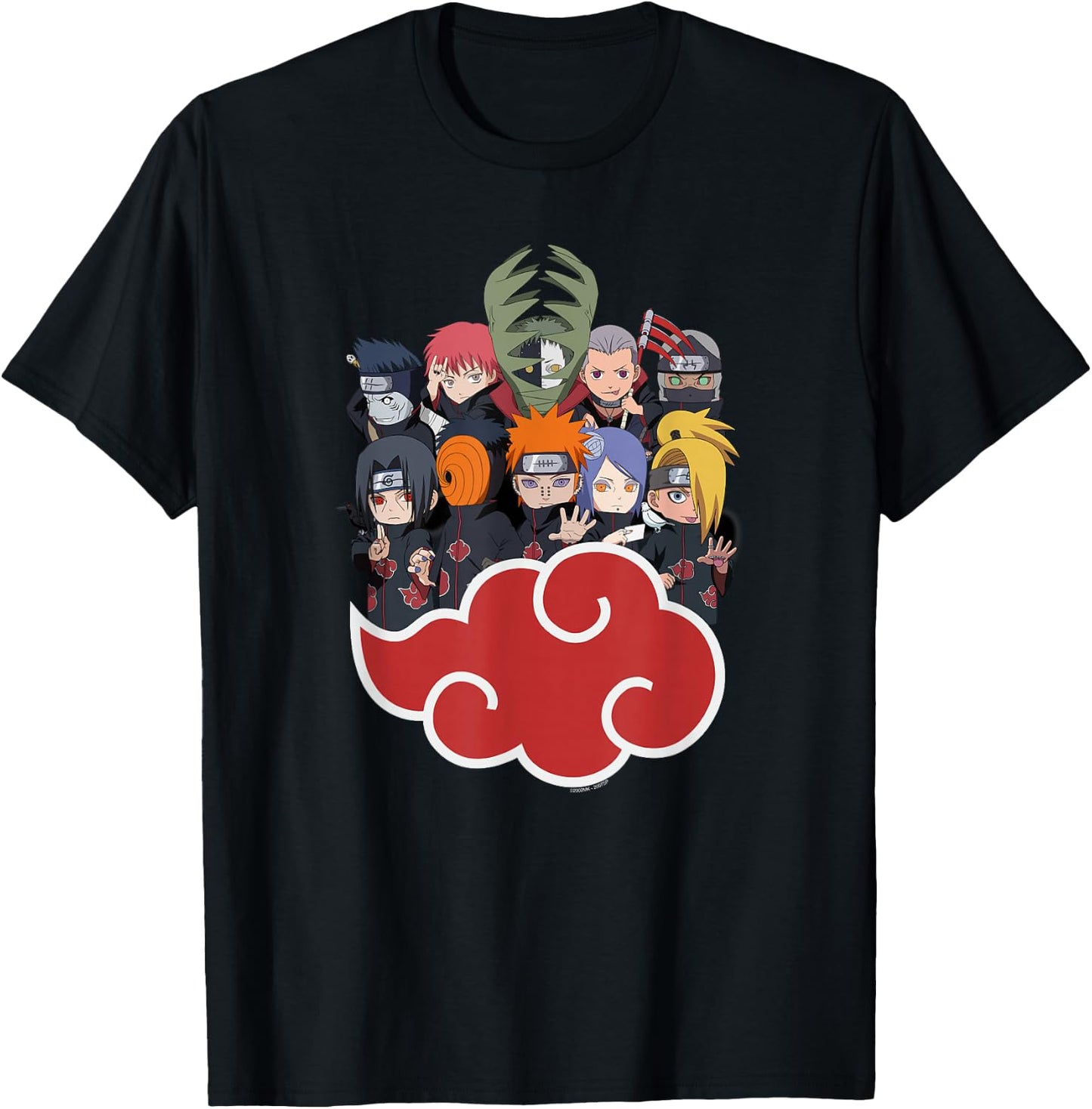 Naruto Shippuden Akasuki Group SD T-Shirt - T-Shirt | Black