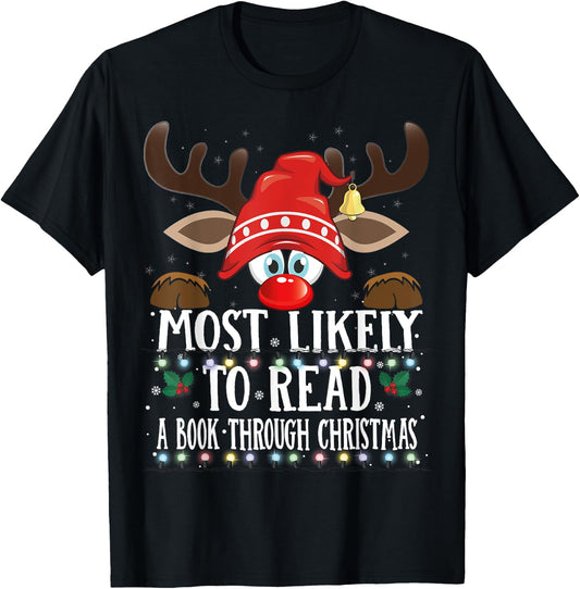 Christmas Matching Most Likely To Read A Book PJS T-Shirt - T-Shirt | Black