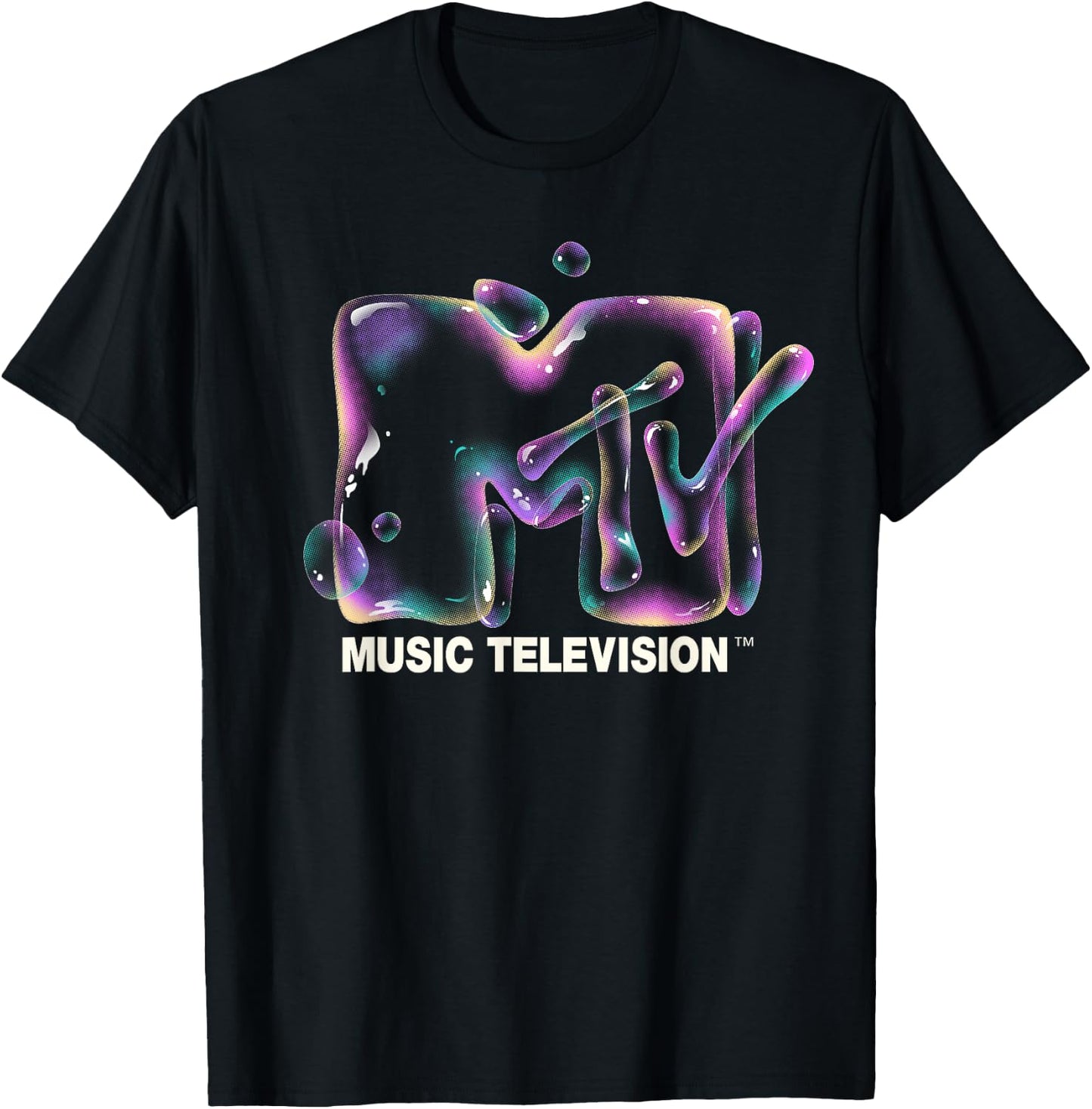 Mademark x MTV - MTV Logo Soap Bubbles Rainbow Detergent Liquid Bubble MTV T-Shirt - T-Shirt | Black