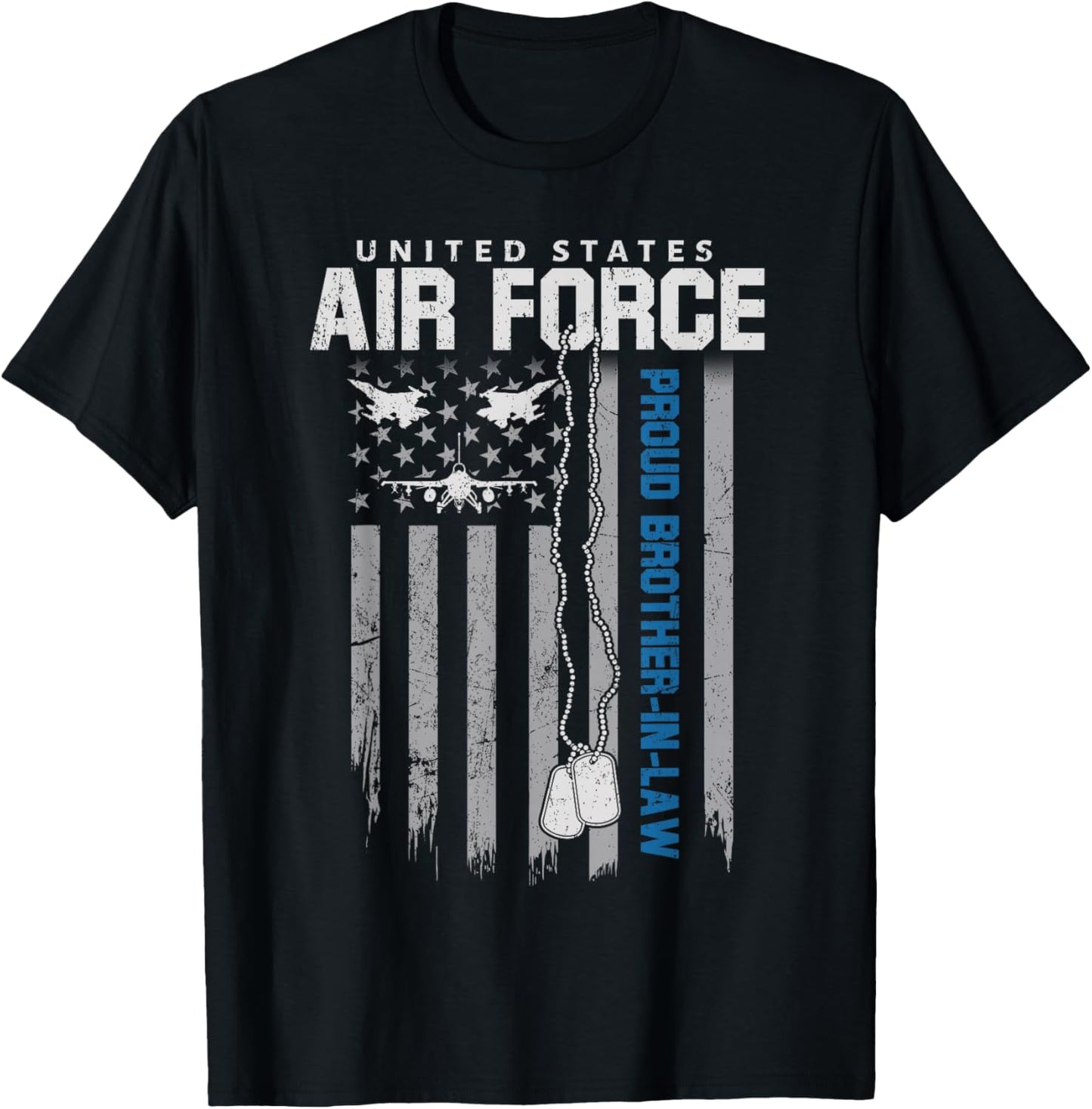 US Air Force Proud Brother-in-Law Flag USAF Family Matching T-Shirt - T-Shirt | Black