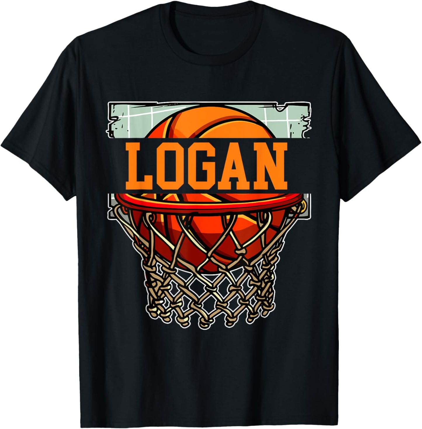 Logan Basketball Custom Name T-Shirt - T-Shirt | Black