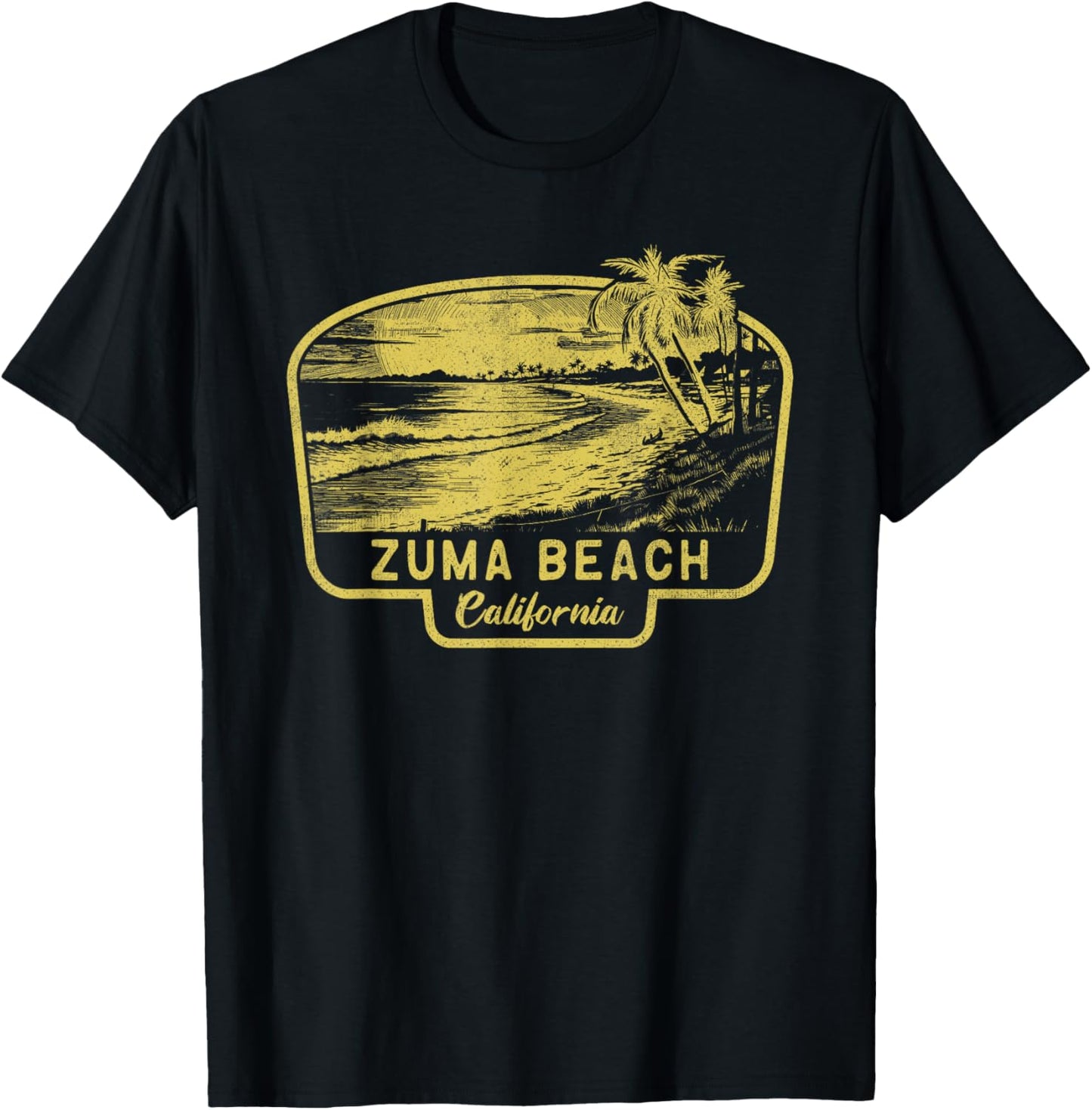 Zuma Beach California Beach Surf Vintage Blue Women T-Shirt - T-Shirt | Black