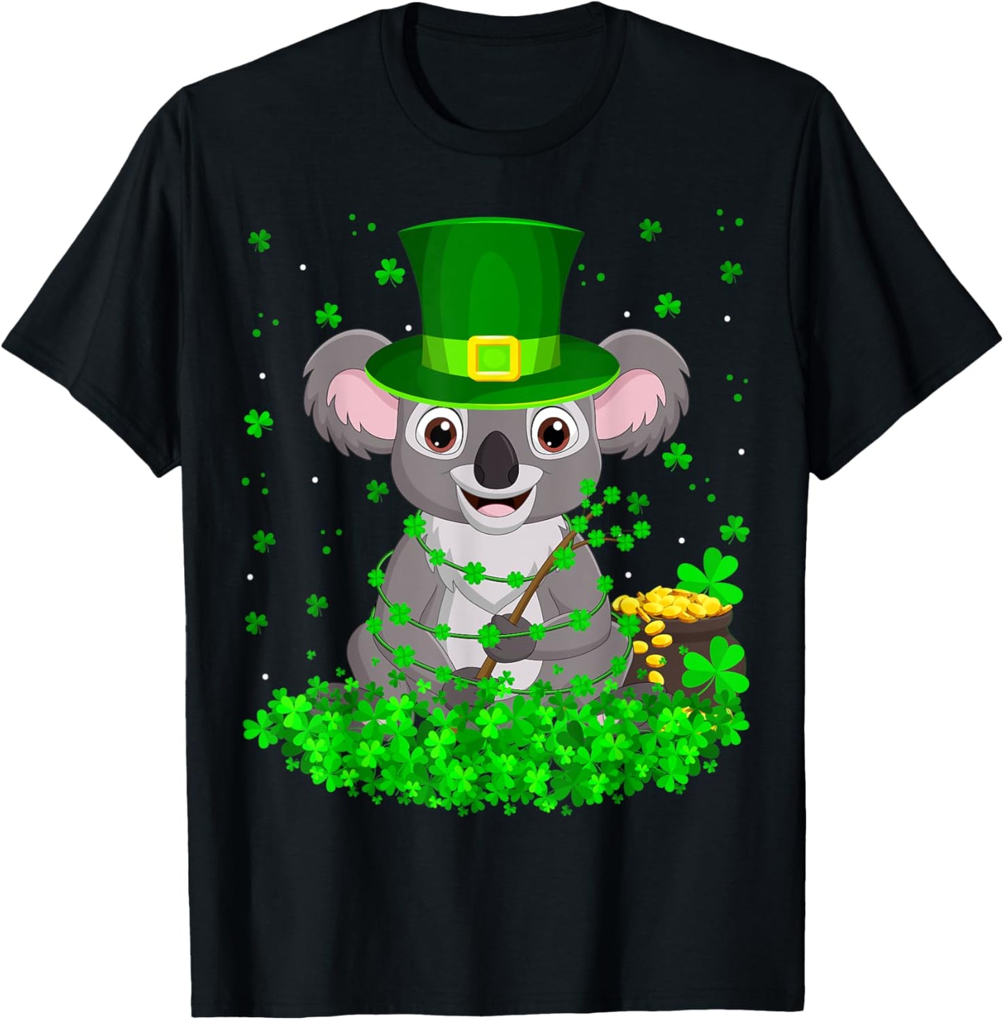 Irish Shamrock Leprechaun Koala St. Patrick's Day T-Shirt - T-Shirt | Black