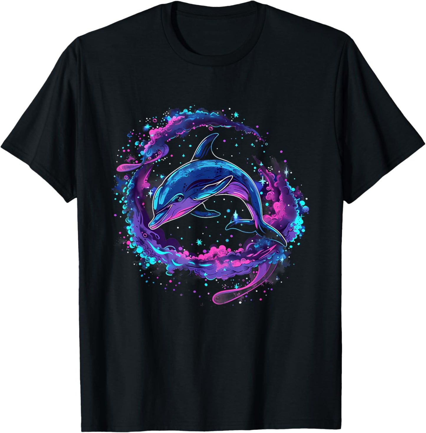 Dolphin Watercolor Sea Ocean Animal Ocean Sea Dolphin T-Shirt - T-Shirt | Black