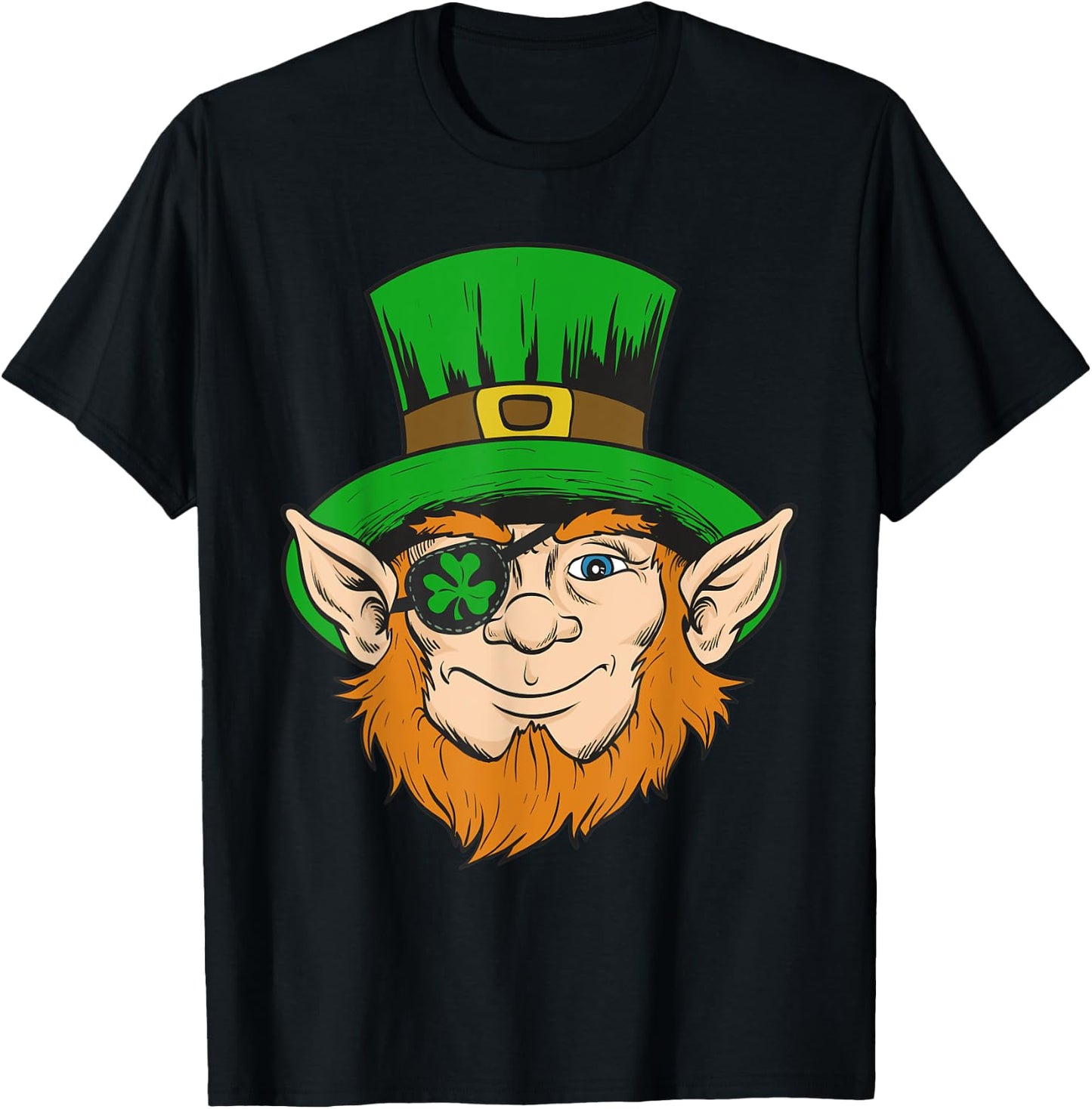 Pirate Eye Patch Shirt Clover Eyepatch Leprechaun St. Paddys T-Shirt - T-Shirt | Black