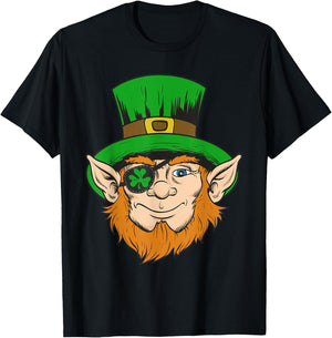 Pirate Eye Patch Shirt Clover Eyepatch Leprechaun St. Paddys T-Shirt - T-Shirt | Black