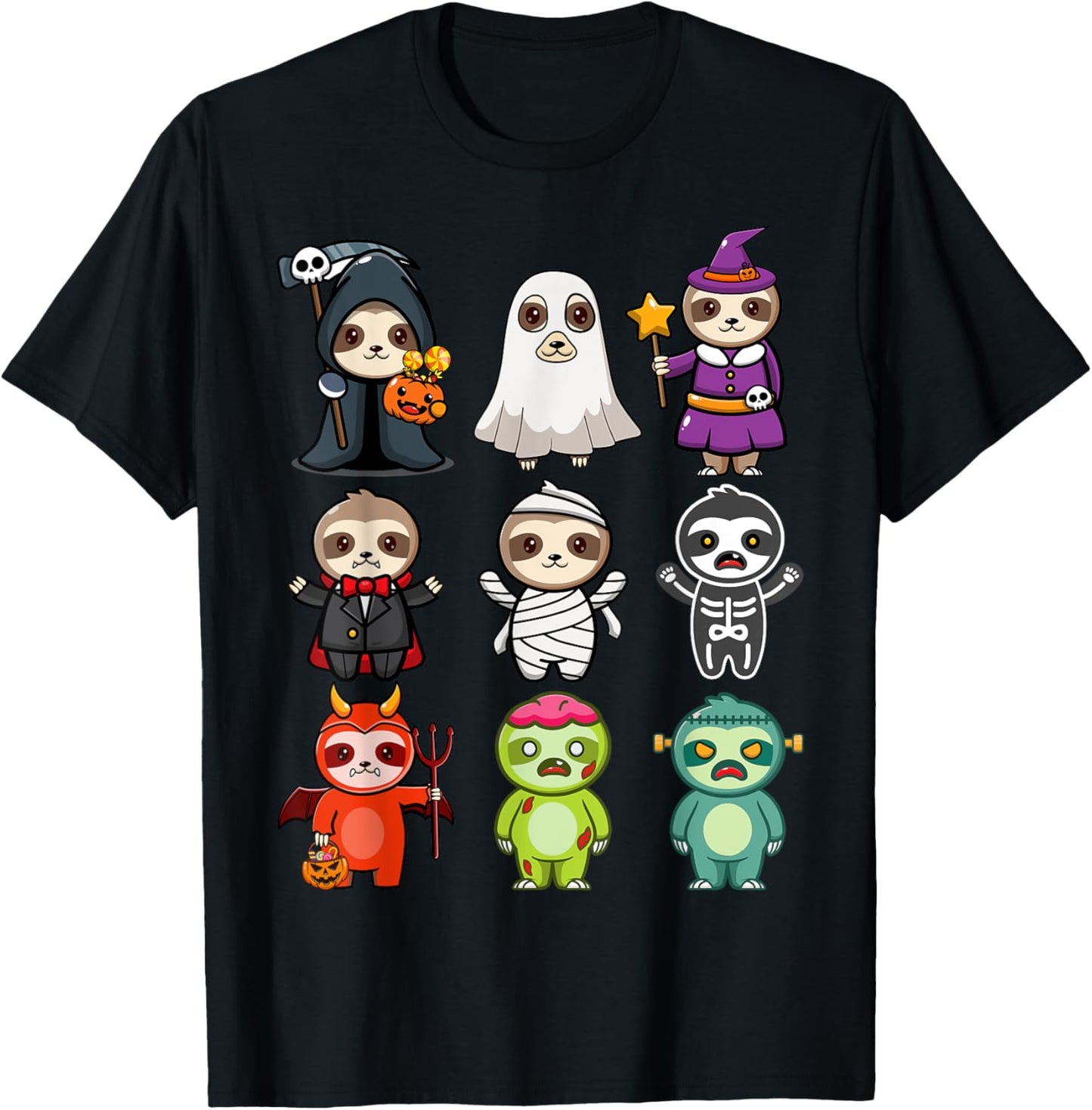 Sloth Spooky Ghost Boo-Jee Horror Pumpkin Sloth Halloween T-Shirt - T-Shirt | Black