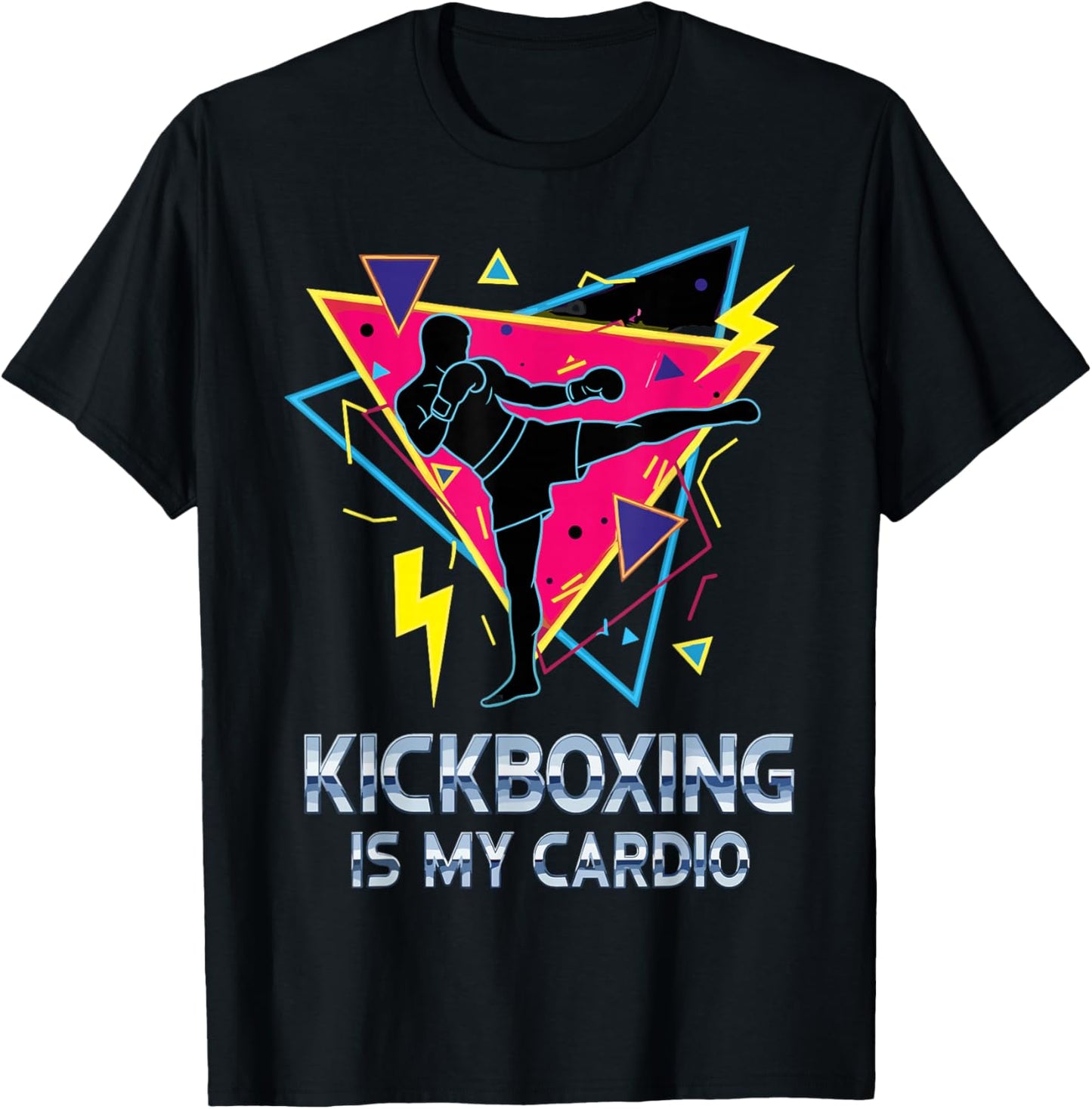 Kickboxing is My Cardio Retro Workout Martial Arts Boxing T-Shirt - T-Shirt | Black