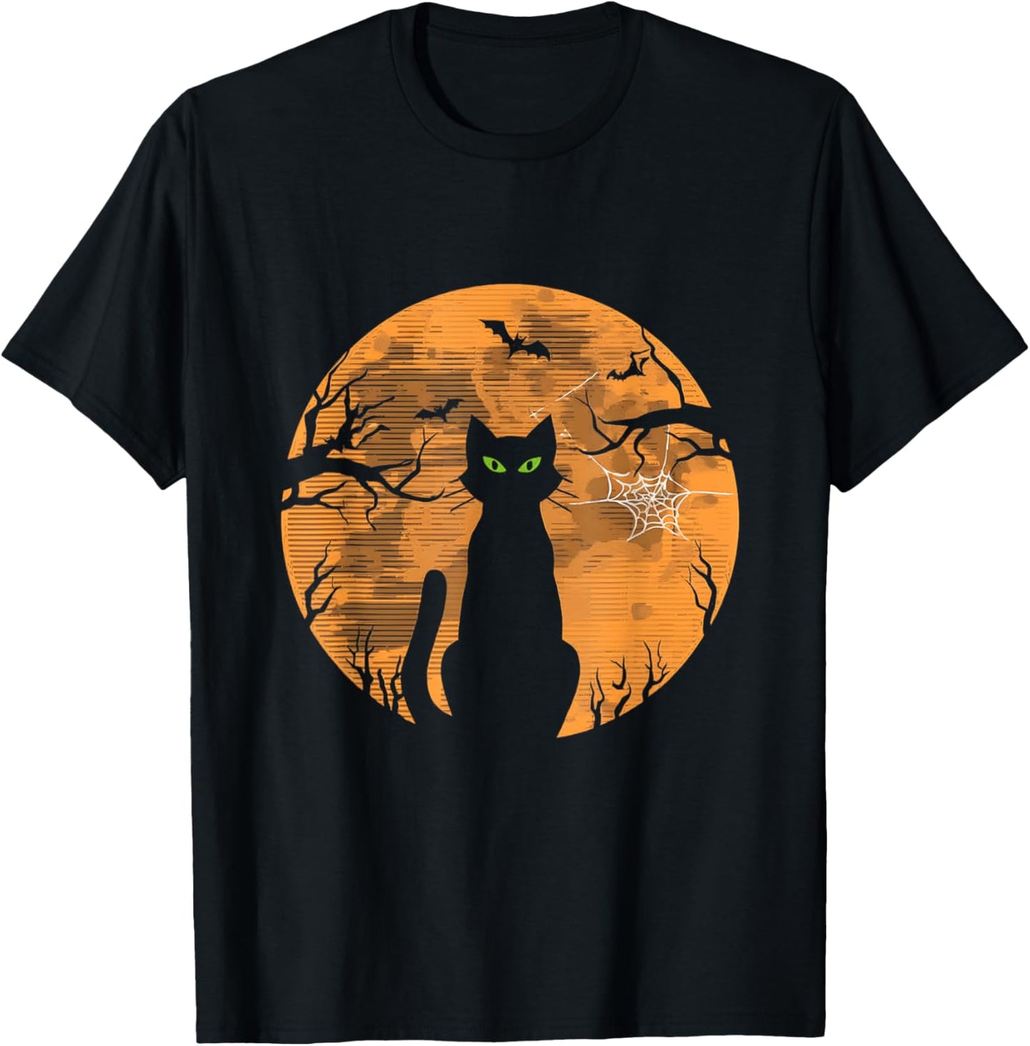 Vintage Halloween Cat Retro Moon T-Shirt - T-Shirt | Black