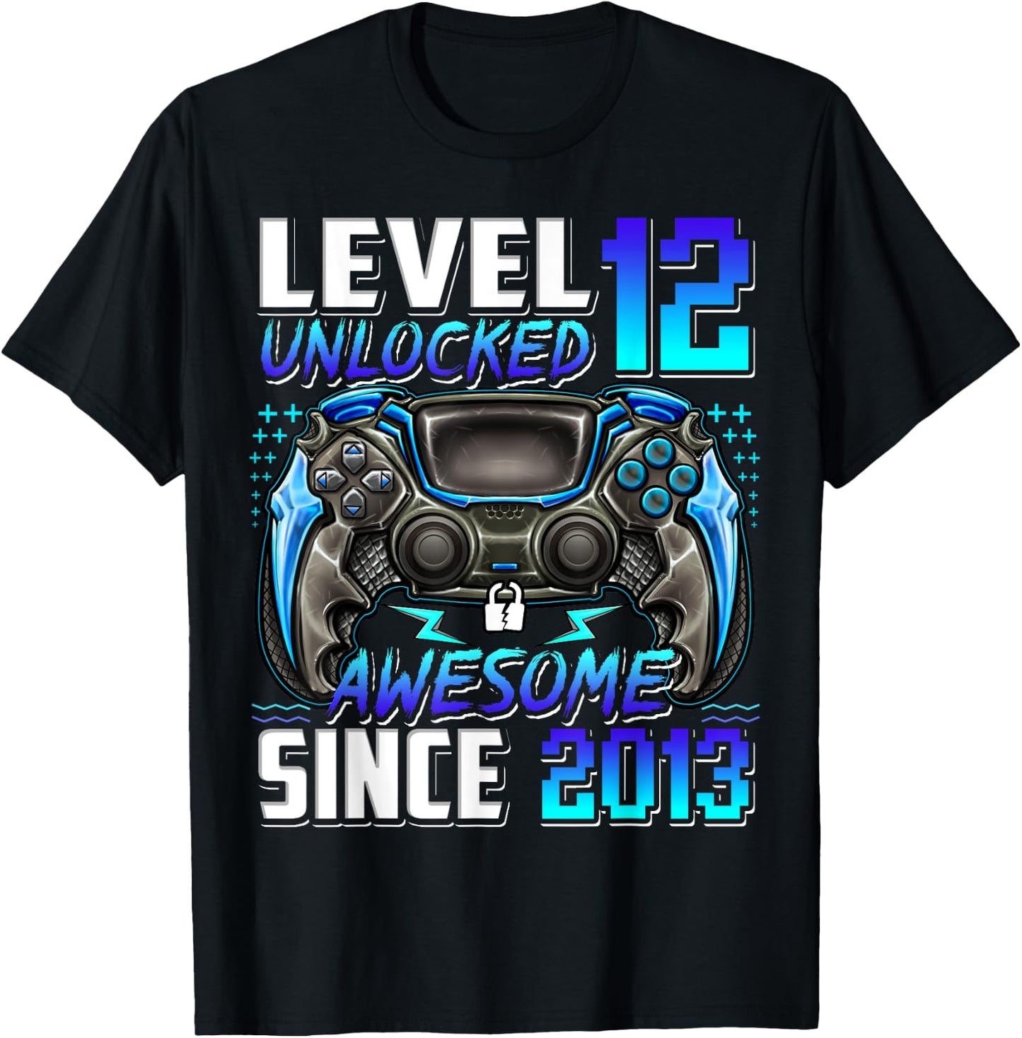 Level 12 Unlocked Awesome Since 2013 12th Birthday Gaming T-Shirt - T-Shirt | Black