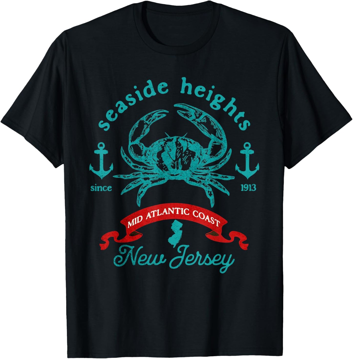 Seaside Heights New Jersey Crab Fishing Vacation Souvenir T-Shirt - T-Shirt | Black
