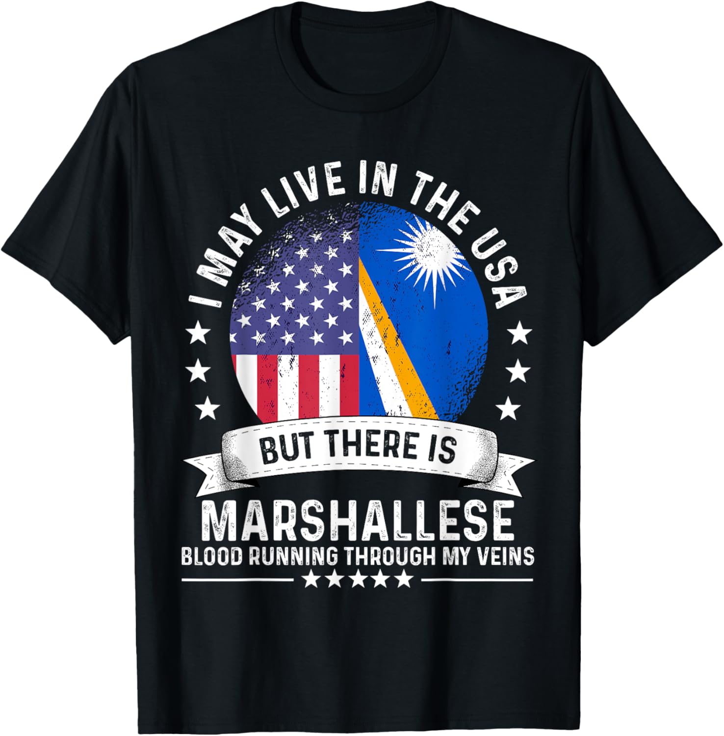 Marshall Islands American Patriot Grown Marshallese Flag T-Shirt - T-Shirt | Black