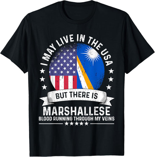 Marshall Islands American Patriot Grown Marshallese Flag T-Shirt - T-Shirt | Black