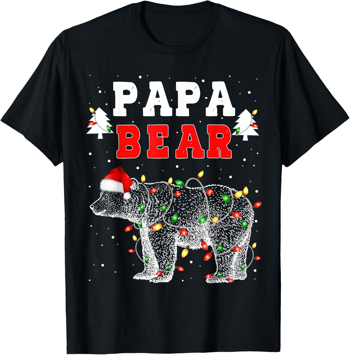 Papa Bear Christmas Santa Family Matching Pajamas Women Men T-Shirt - T-Shirt | Black