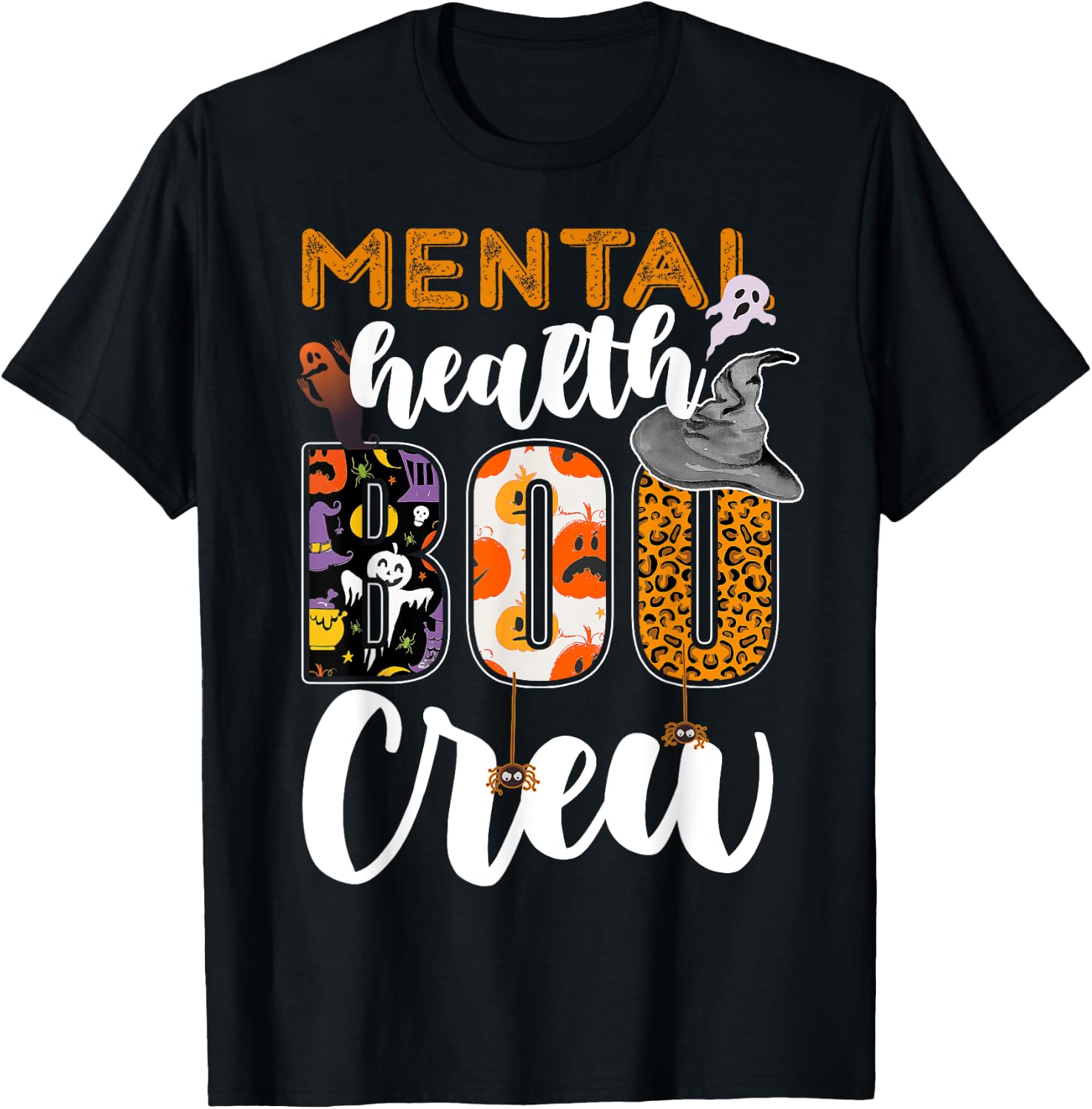 Mental Health Boo Crew Halloween Matching Counselor T-Shirt - T-Shirt | Black