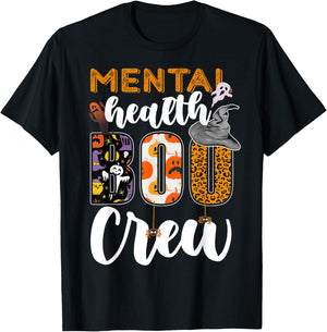 Mental Health Boo Crew Halloween Matching Counselor T-Shirt - T-Shirt | Black